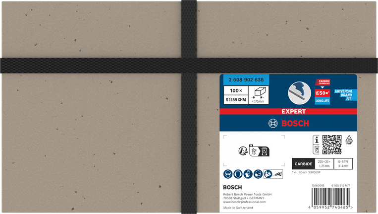Pilové listy Bosch EXPERT Multi Material S1159XHM do ocasní pily, balení po 100 kusech.